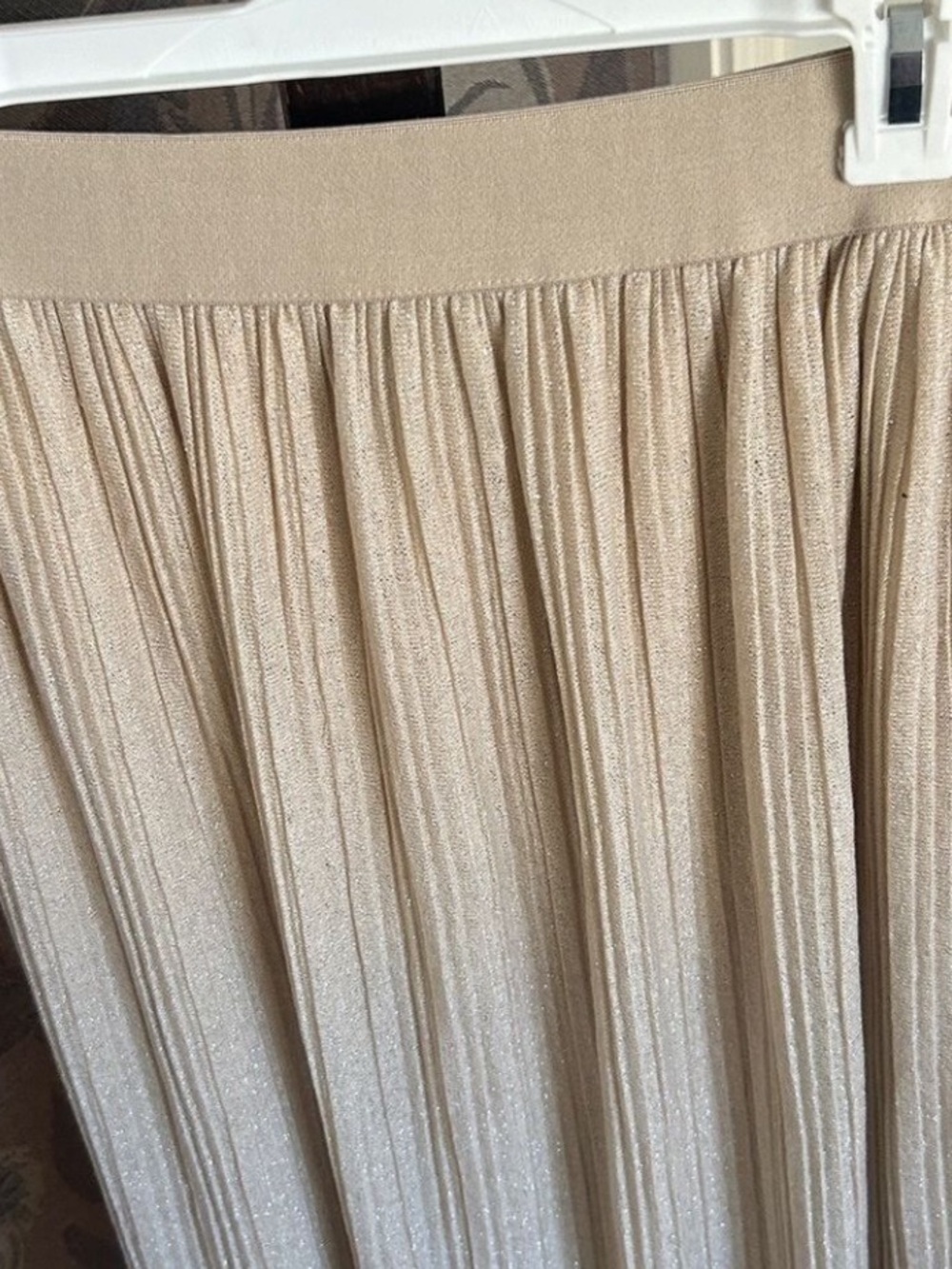 Metro Wear Cream Tan Metallic Gold Midi Maxi Skirt Fully Lined Gorgeous Large - Picture 2 of 8